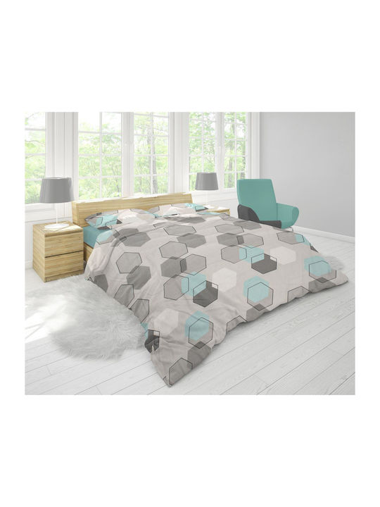Dimcol Πάπλωμα Υπέρδιπλο 220x240εκ. Hexagon 395 Grey 300 GSM