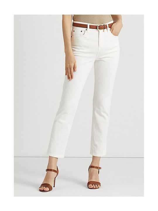 Ralph Lauren Висока талия Дамско джинсово панталони с Права линия Бял