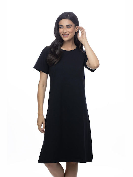 Γυναικείο Φόρεμα Galaxy Κοντομάνικο - Μαύρο