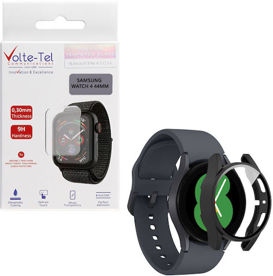 Volte-Tel Full Face Tempered Glass for the Galaxy Watch 4 44mm 1pcs 8325939 Black