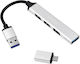 Treqa USB Хъб 4 Порта USB 3.0 с Връзка USB-A Ср...