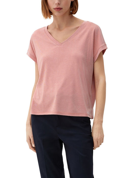 S.Oliver Women\'s T-Shirt Pink V-Neck 2130035-2711 with