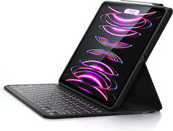 ESR Ascend Lite Klappdeckel Silikon mit Tastatur Englisch US Schwarz (iPad Pro 2018 12,9 Zoll / iPad Pro 2020 12,9 Zoll / iPad Pro 2021 12,9 Zoll / iPad Pro 2022 12,9 Zoll)