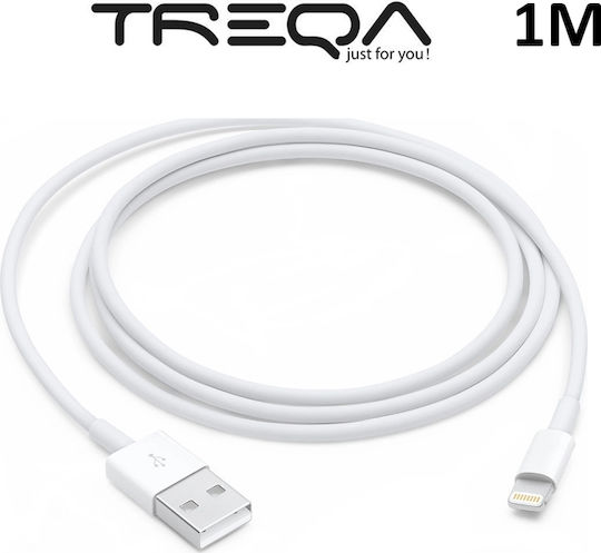 Treqa CA-1012 USB-A to Lightning Cable Λευκό 1m