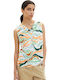 Women's Summer Blouse Sleeveless with V Neckline Multicolour
