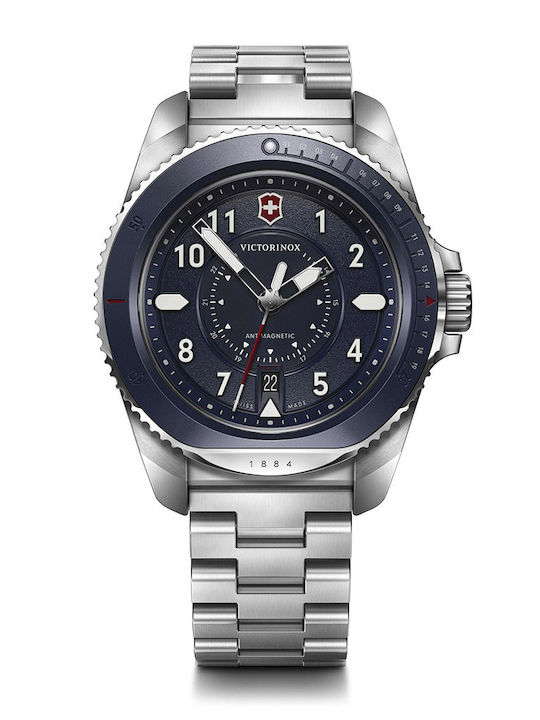Victorinox Journey 1884 Ανδρικό Ρολόι 43mm Μπαταρίας με Ασημί Μεταλλικό Μπρασελέ