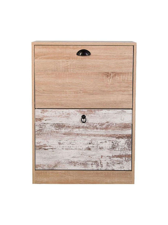 Lounge Wooden Shoe Organizer with 2 Shelves Sonoma Oak 60x23.5x81cm