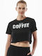 051325 Women's Oversized Crop T-shirt Black