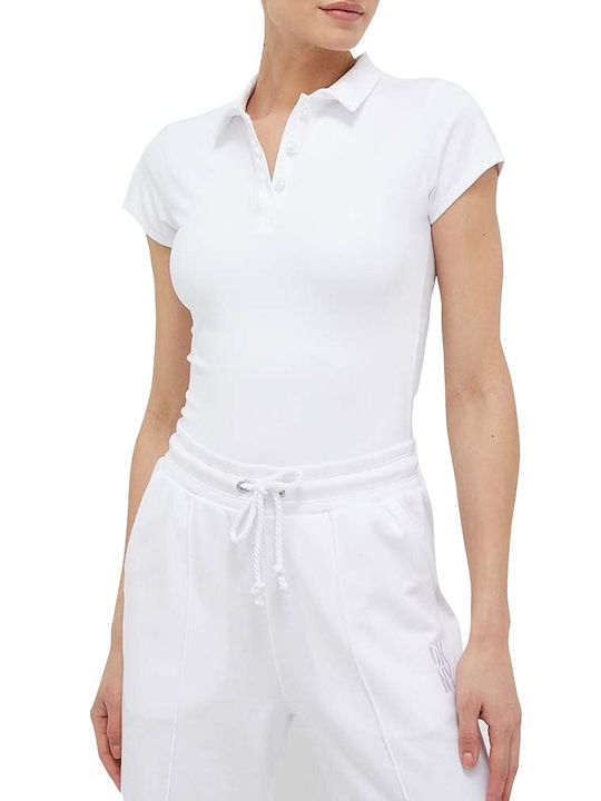 DKNY Feminină Polo Bluză Mânecă scurtă Albă