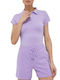 DKNY Women's Polo Blouse Short Sleeve Purple