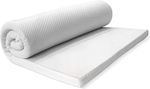 Palamaiki Single Bed Memory Foam Mattress Topper White Comfort with Aloe Vera, Removable Cover & Elastic Straps 90x200x4cm