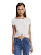 Edward Jeans Gwen Κοντομάνικο Crop Top Λευκό