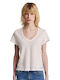 Staff Mina Women's T-shirt with V Neckline Beige