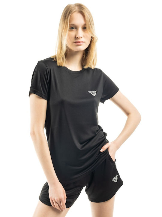 Venimo Damen Sportlich T-shirt Schwarz