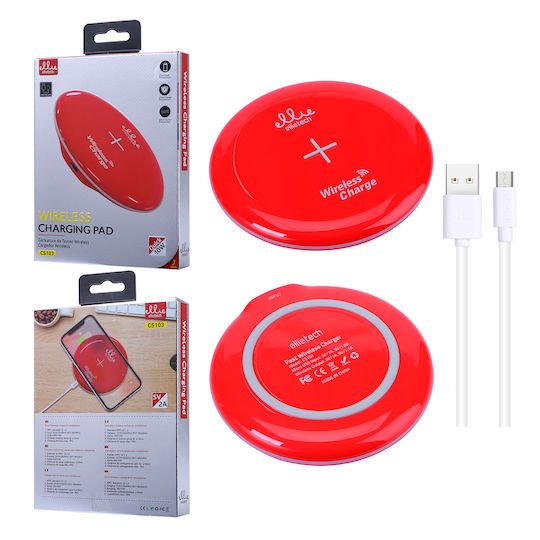 Ellietech Kabelloses Ladegerät (Qi Pad) 10W Rots (Ellietech CS-103)