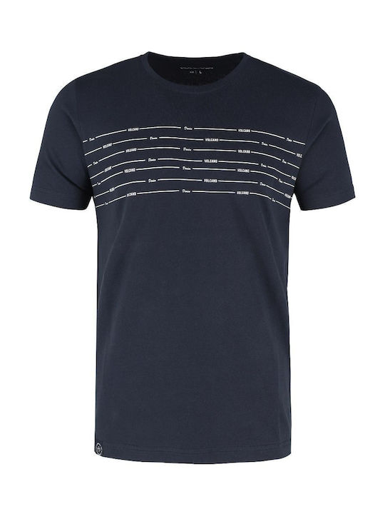 Volcano T-JACK Herren T-Shirt mit dezentem Druck - Marineblau