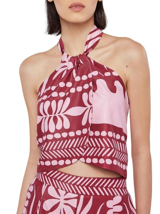 Mind Matter Damen Sommer Crop Top Ärmellos Burgundisch