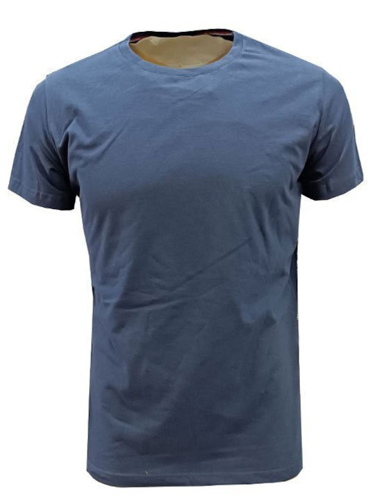 Luciano Faketti Herren-T-Shirt aus Baumwolle 100% Mako Blau