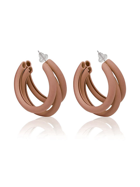 Matte Triple Hoop Earrings Mocha