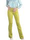 8581 Damen Stoff Hose Schlag Lime