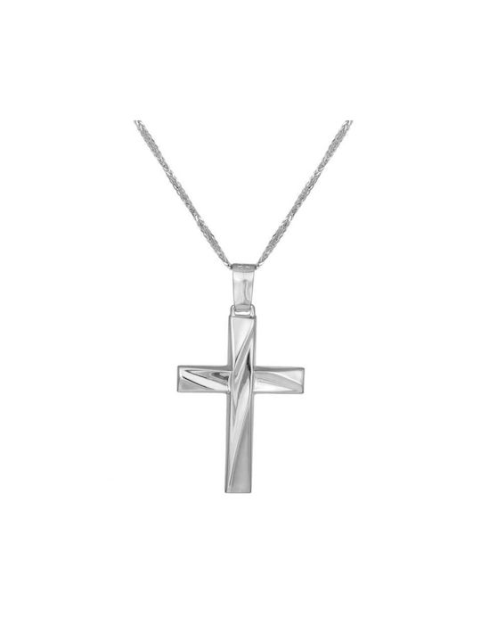 Βαπτιστικοί Σταυροί με Αλυσίδα Λευκόχρυσος ανδρικός σταυρός με αλυσίδα Κ9 045503C 045503C Ανδρικό Χρυσός 9 Καράτια