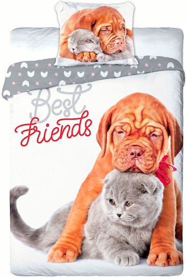 Faro Best Friends - Dog & Cat Комплект Детски Плик за Завивка Единичен с Калъфка Многоцветен 140x200бр