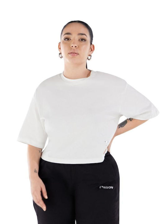 Women's Athletic Crop Top Short Sleeve with V Neckline White