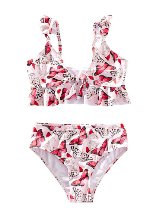 Costum de baie bikini pentru copii "Butterflies" roz