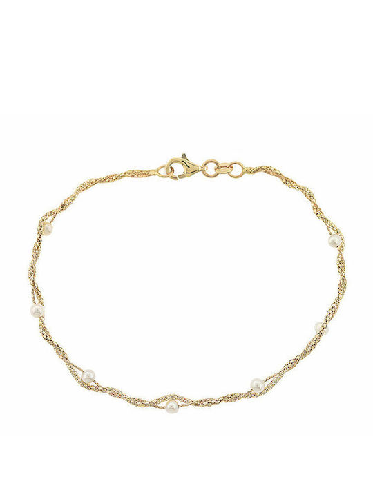 14K Yellow Gold bracelet with pearls