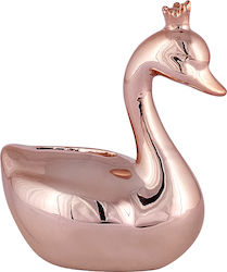 Button ring Piggy bank Swan Pink Gold