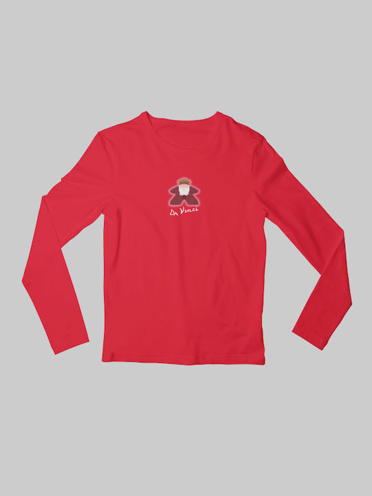 Da Vinci Meeple long sleeve kids T-shirt - RED