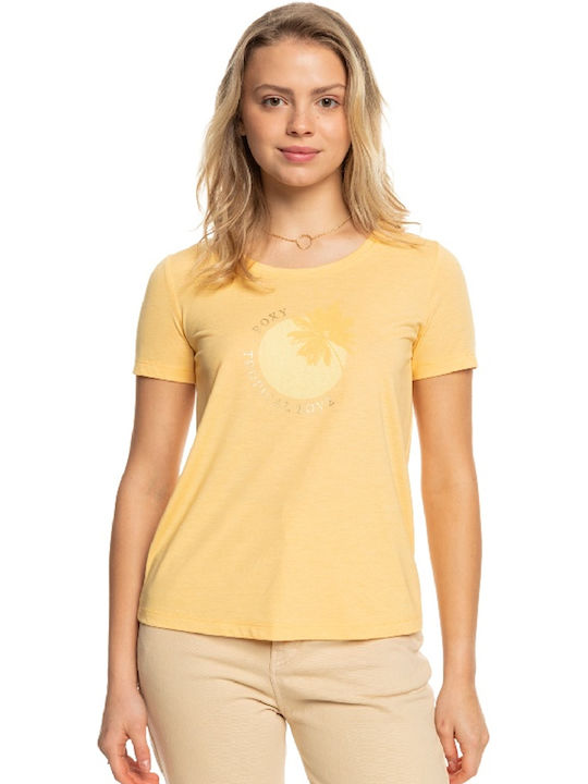 Roxy Chasing The Wave Γυναικείο Αθλητικό T-shirt Κίτρινο