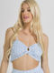 Ble Resort Collection Women's Summer Crop Top Cotton with Straps & V Neck Blue