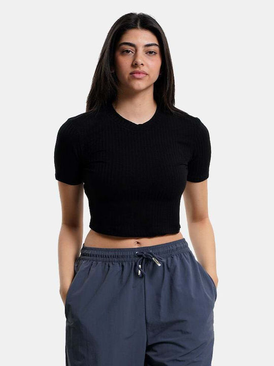 Target Damen Sportliches Crop Top Kurzarm Schwarz