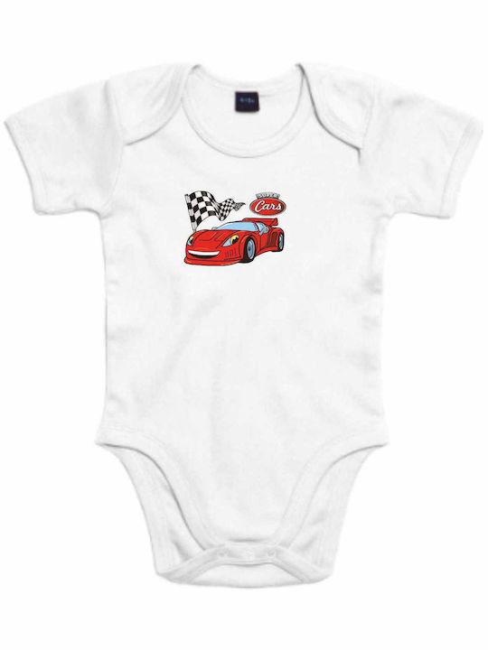 Zipper Bodysuit with Super Cars Design | A5552B White