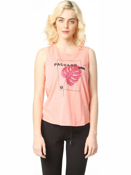 Paco & Co Αμάνικο Γυναικείο Top Coral