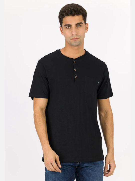 Men's short-sleeved blouse with buttons TIFFOSI 10043676 BLACK