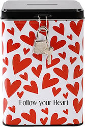 Total Gift Hearts Money Box Metal Multicolored 10.6x10.6x15.3cm Total Gift Hearts Money Box Metal Multicolored 10.6x10.6x15.3cm