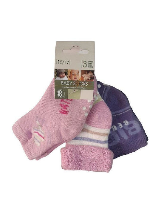 Baby socks No 15-17 set triple pink-purple