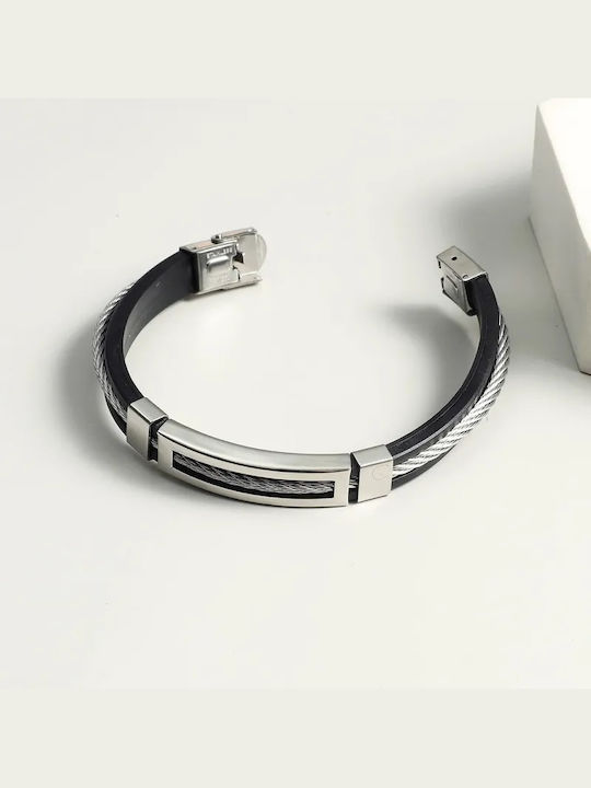 Spiral Stripe Rubber Bangle, ανδρικό βραχιόλι,  από λάστιχο και κράμα ορειχάλκου.