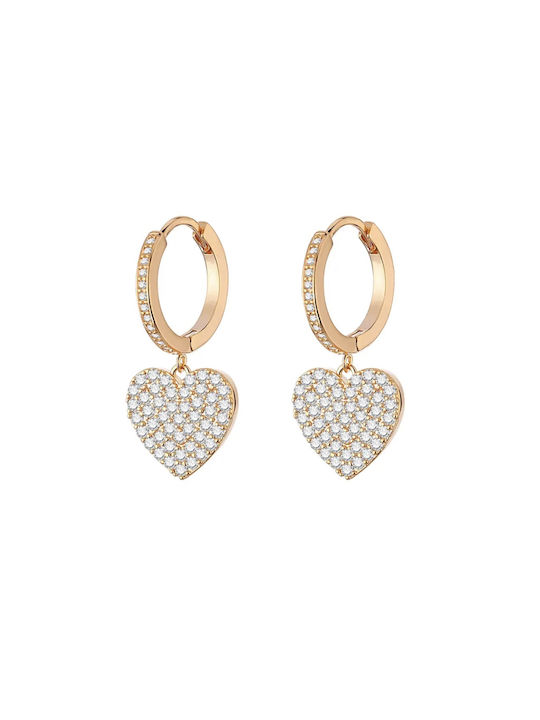 Heart Earrings Made of Gold Plated Brass