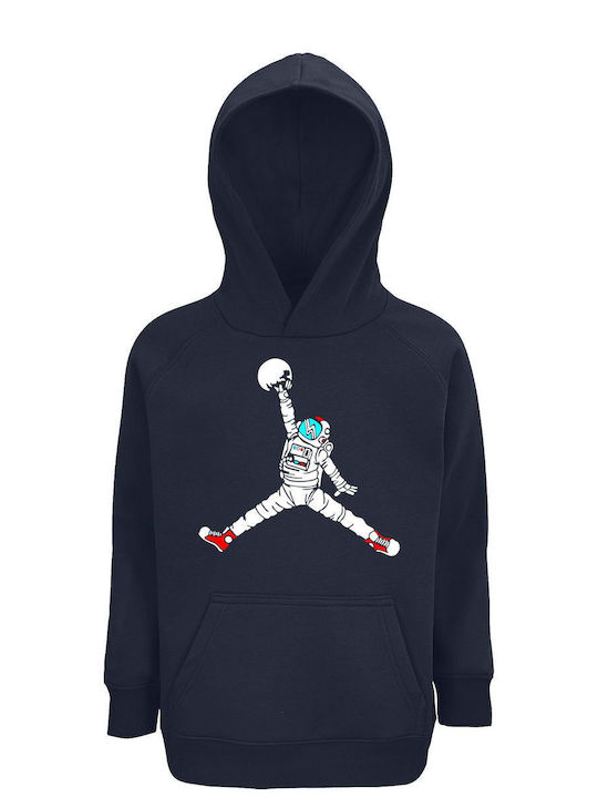 Kids Unisex Organic Hoodie "Space Jump Like Jordan" French Navy