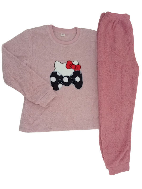 Women's Fleece Pajamas Pink 9396