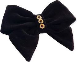 Velvet black bow with rhinestones