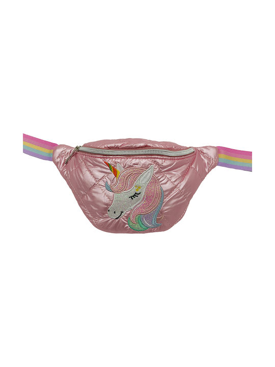 Children's Waist Bag Puffer, Banana, with Unicorn Design, Pink