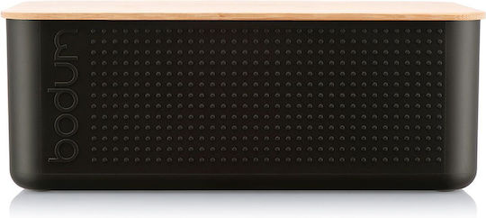 Bodum Ψωμιέρα με Καπάκι Μεταλλική Μαύρη 37x24x14cm