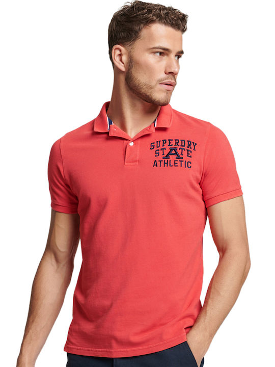 Superdry Ανδρικό T-shirt Polo Cayenne Pink
