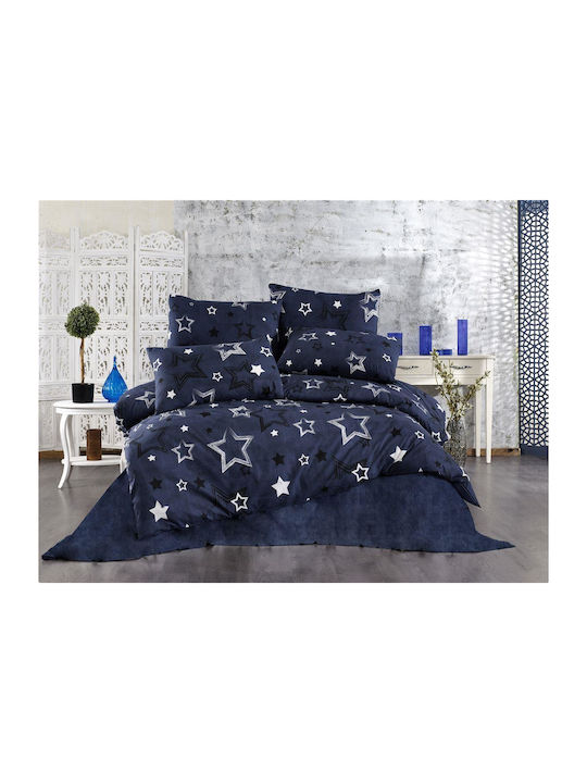 Dimcol Cearceaf de Pat Simplu 160x240 Galaxy 307 Dark Blue