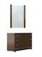 Bodenstehende Schminktisch Schlafzimmer Nr18 Holz Nussbaum mit Spiegel 100x39x71cm