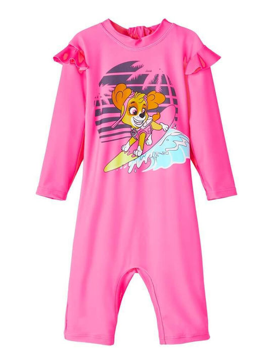 Name It Kinder Badebekleidung UV-Schutz (UV) Langarm-Einteiler Rosa